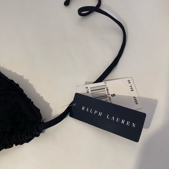 NWT Polo Ralph Lauren Black Ruffle Bikini Swimsuit Top Size Small - Picture 3 of 7